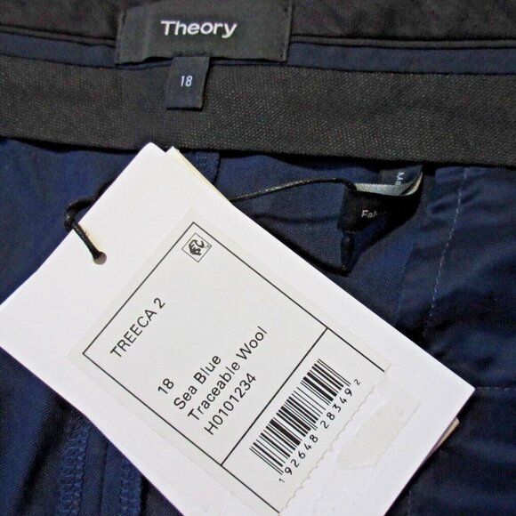 NWT Theory Treeca in Sea Blue Continuous Stretch Wool Ankle Pants 18 - Picture 4 of 5